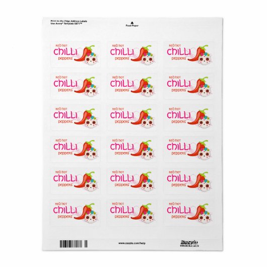 Red Hot Chili Sauce Pepper Skull Label Adressaufkleber (Vorne)