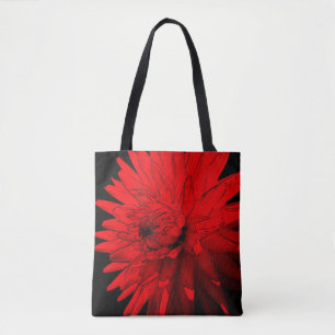 Red Hot Dahlia Abstrakte Blume Art Tasche