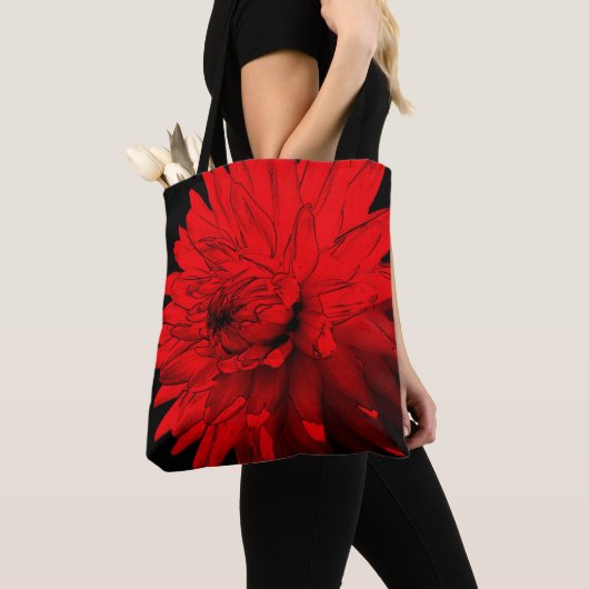 Red Hot Dahlia Abstrakte Blume Art Tasche (Von Nahem)