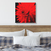 Red Hot Dahlia Blume Abstrakte Kunst Leinwanddruck (Insitu (Schlafzimmer))
