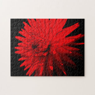 Red Hot Dahlia Blume Abstrakte Kunst Puzzle