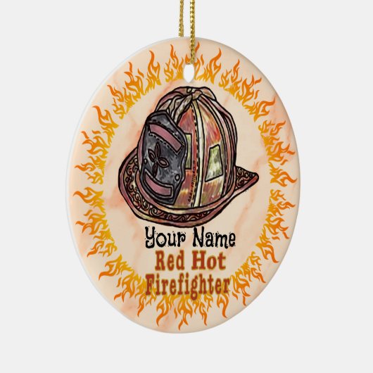 Red Hot Firefighter-Ornament Keramik Ornament (Rechts)
