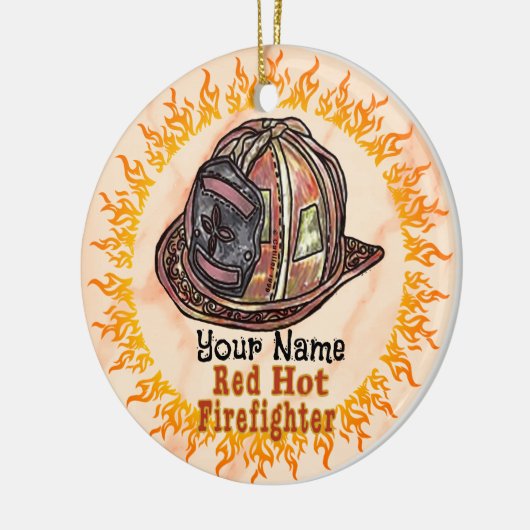 Red Hot Firefighter-Ornament Keramik Ornament (Links)