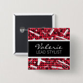 Red Hot Glam Hair Salon Name Abzeichen Button (Vorne & Hinten)