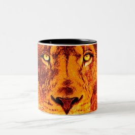 Red Hot Lion Face Red Orange Flames Zweifarbige Tasse