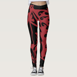 Red Hot Metallic Pony Stallion Steel Lineart Leggings