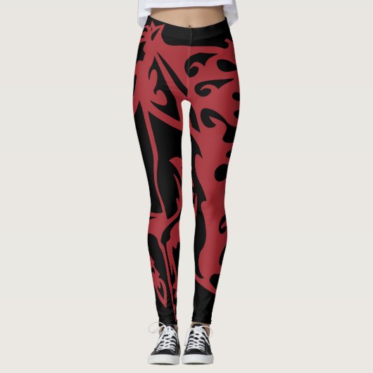 Red Hot Metallic Pony Stallion Steel Lineart Leggings (Vorderseite)