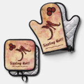 Red Hot Ofenhandschuh & Topflappen-Set (Vorderseite/Rückseite)