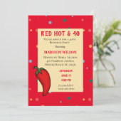 Red Hot Pepper 40. Geburtstags-Party Einladung (Stehend Vorderseite)