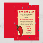 Red Hot Pepper 40. Geburtstags-Party Einladung (Vorne/Hinten)
