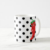 Red Hot Pepper Diva Black Polka Dots Tasse (VorderseiteRechts)