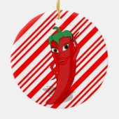 Red Hot Pepper Diva Candy Cane Keramik Keramik Ornament (Hinten)