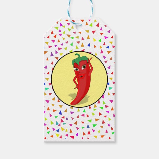 Red Hot Pepper Diva Confetti Muster Geschenkanhänger (Vorderseite)