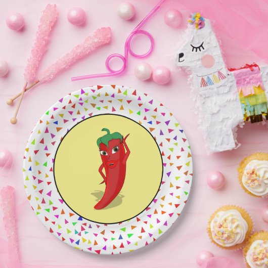 Red Hot Pepper Diva Confetti Muster Pappteller (Party)