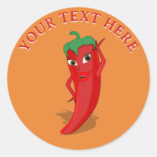 Red Hot Pepper Diva Editable Text Runder Aufkleber (Vorderseite)