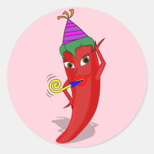 Red Hot Pepper Diva Geburtstagsfeier Custom Runder Aufkleber