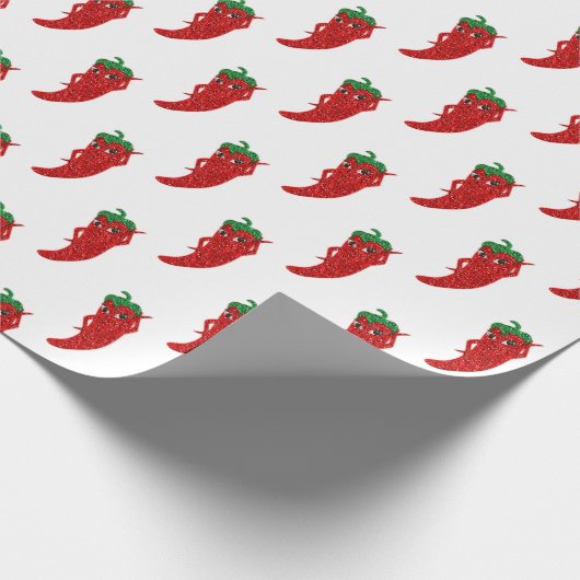 Red Hot Pepper Diva Glitzer Geschenkpapier (Ecke)