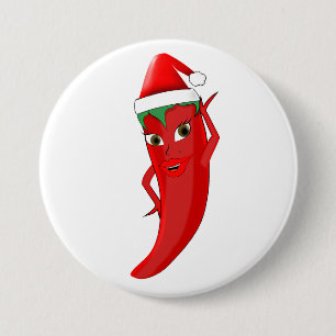 Red Hot Pepper Diva mit Santas-Hut Button
