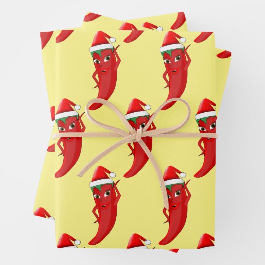Red Hot Pepper Diva mit Santas-Hut Geschenkpapier Set (Beispiel)