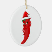 Red Hot Pepper Diva mit Santas-Hut Keramik Ornament (Rechts)