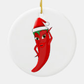 Red Hot Pepper Diva mit Santas-Hut Keramik Ornament (Hinten)