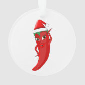 Red Hot Pepper Diva mit Santas-Hut Ornament (Rückseite)