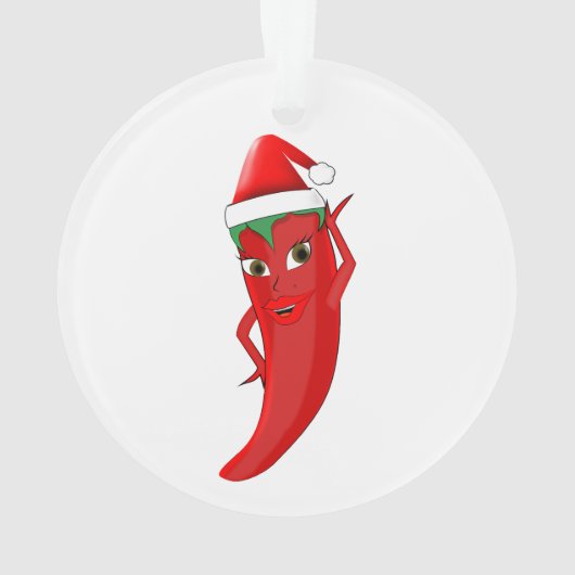 Red Hot Pepper Diva mit Santas-Hut Ornament (Rückseite)