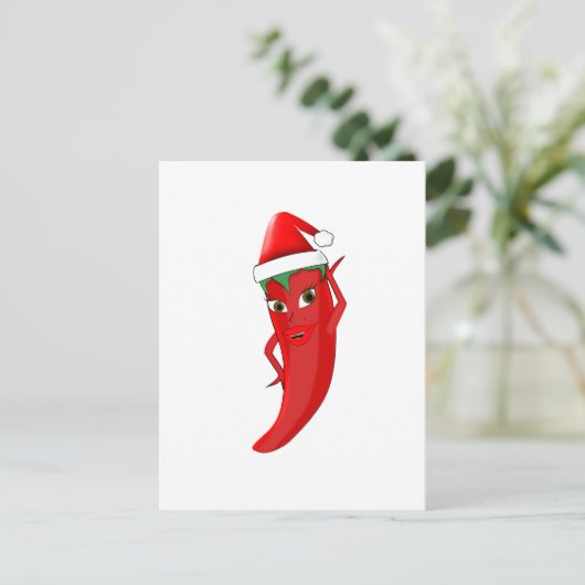 Red Hot Pepper Diva mit Santas-Hut Postkarte (Stehend Vorderseite)