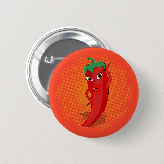 Red Hot Pepper Diva Orange Dot Button (Vorne & Hinten)