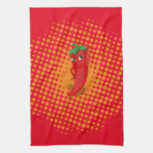 Red Hot Pepper Diva Orange Dots Geschirrtuch