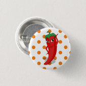 Red Hot Pepper Diva Orange Polka Dots Button (Vorne & Hinten)