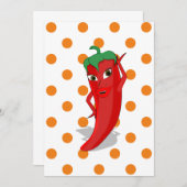 Red Hot Pepper Diva Orange Polka Dots Button Invi Einladung (Vorne/Hinten)