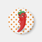 Red Hot Pepper Diva Orange Polka Dots Magnet (Vorne)