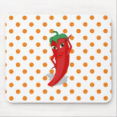 Red Hot Pepper Diva Orange Polka Dots Mouse Pad Mousepad (Vorne)