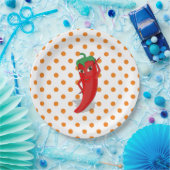 Red Hot Pepper Diva Orange Polka Dots Pappteller (Party)