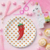 Red Hot Pepper Diva Orange Polka Dots Pappteller (Party)