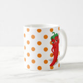 Red Hot Pepper Diva Orange Polka Dots Tasse Kaffee (VorderseiteRechts)