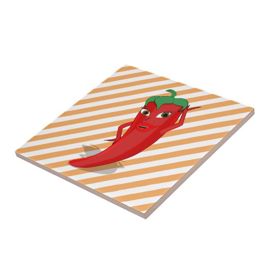 Red Hot Pepper Diva Orange Streifen Fliese (Seite)