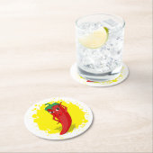 Red Hot Pepper Diva Paint Spritzer Runder Pappuntersetzer (Vor Ort)