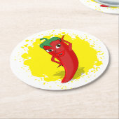 Red Hot Pepper Diva Paint Spritzer Runder Pappuntersetzer (Angewinkelt)