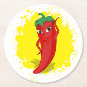 Red Hot Pepper Diva Paint Spritzer Runder Pappuntersetzer (Vorderseite)