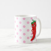 Red Hot Pepper Diva Pink Polka Docht Kaffeemaschin Kaffeetasse (VorderseiteRechts)