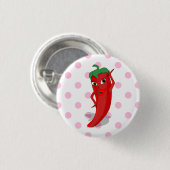 Red Hot Pepper Diva Pink Polka Dots Button (Vorne & Hinten)