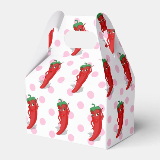 Red Hot Pepper Diva Pink Polka Dots Gefälligkeitsb Geschenkschachtel (Vorderseite)