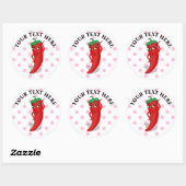 Red Hot Pepper Diva Pink Polka Dots Runder Aufkleber (Blatt)