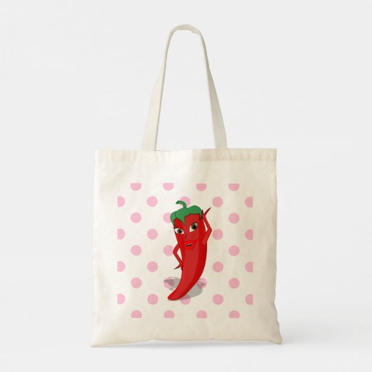 Red Hot Pepper Diva Pink Polka Dots Tragetasche (Rückseite)