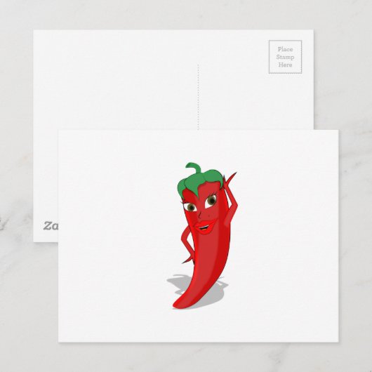 Red Hot Pepper Diva Postkarte (Vorne/Hinten)