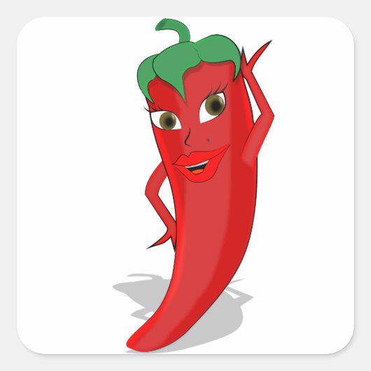 Red Hot Pepper Diva Quadratischer Aufkleber (Vorderseite)