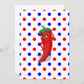 Red Hot Pepper Diva Red Blue Polka Dots Einladung (Vorne/Hinten)