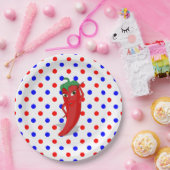 Red Hot Pepper Diva Red Blue Polka Dots Pappteller (Party)